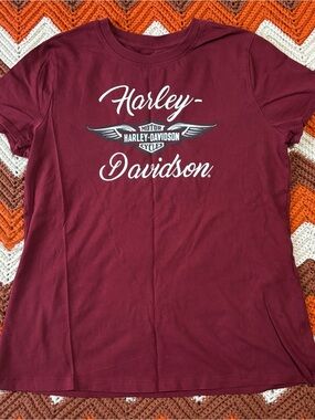 Harley‑Davidson Burgundy Logo Short Sleeve Tee